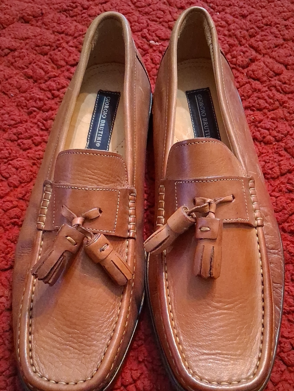 Giorgio Brutini Tan Leather Tassel Slip-On Loafers 10M